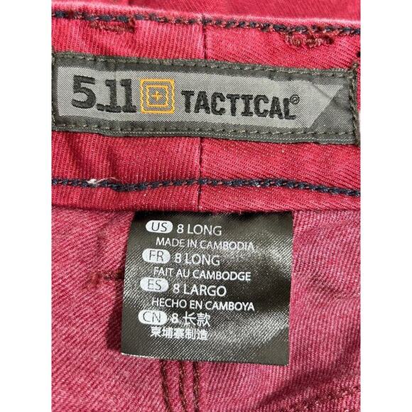 5.11 Tactical Defender-Flex Slim Jeans Womens Size 8 Long Red Mid Rise Utility - Picture 7 of 14
